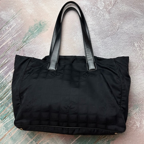 Chanel CC Black Travel Line Nylon Leather Handle Tote Bag - Picture 10 of 17